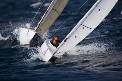 Upwind in front of Damien Seguin (FRA)